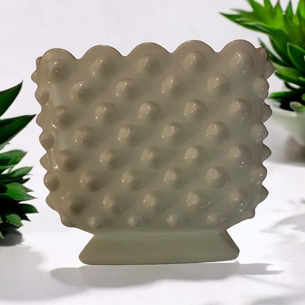 Fenton Hobnail Milk Glass Square Planter
